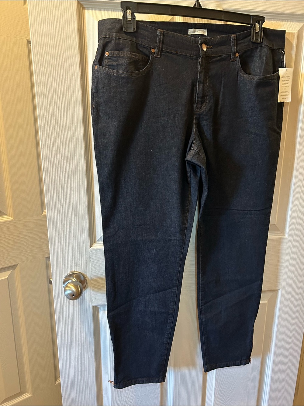 Eileen Fisher 16 Dark Wash Denim Jeans Organic Cotton The Skinny Zip Ankles NWT